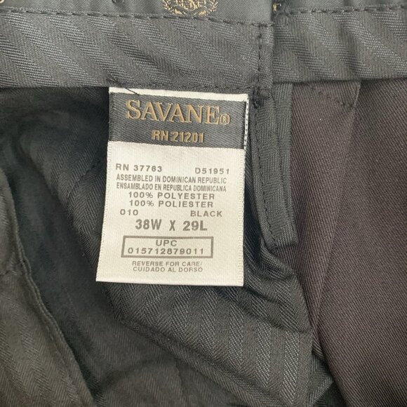 Savane Expandable Comfort Wrinkle Free Pleated Pants Black 38 x 29 - Picture 10 of 11
